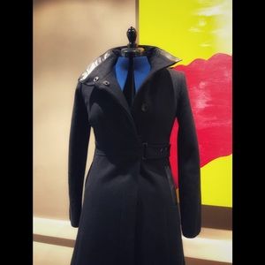 Black Via SPIGA coat w Side Closure & Funnel Neck